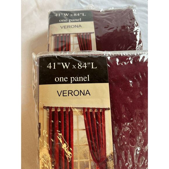 Verona Burgundy Drape Panel 41" W x 84"L Set of Two, NIB, Velvet, Tab Top - Picture 5 of 5